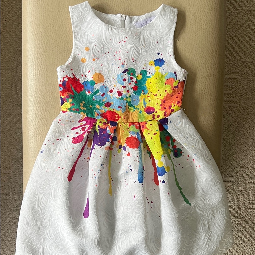 Vibrant Kids Dress with Colorful Splatter Design